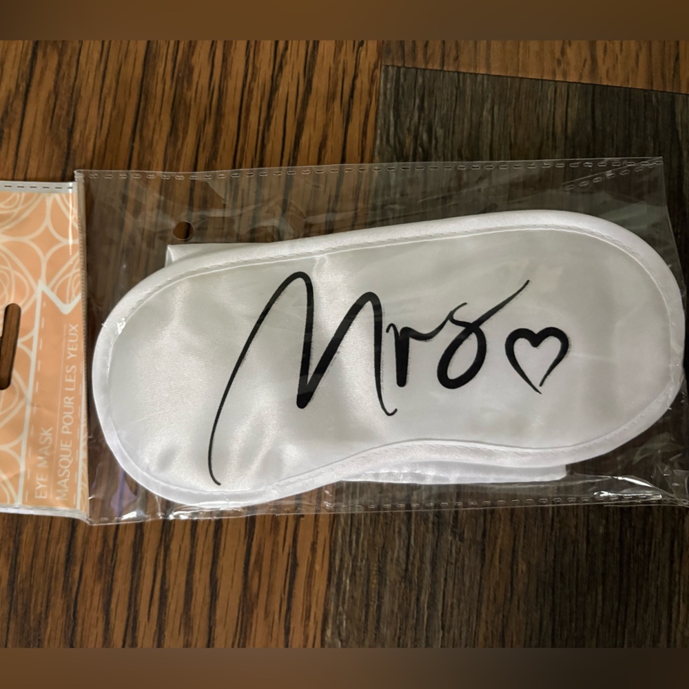 MRS. Bride White Eye Mask with Black Script